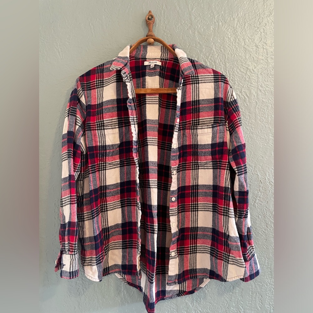 Madewell Red and Navy Plaid Shirt